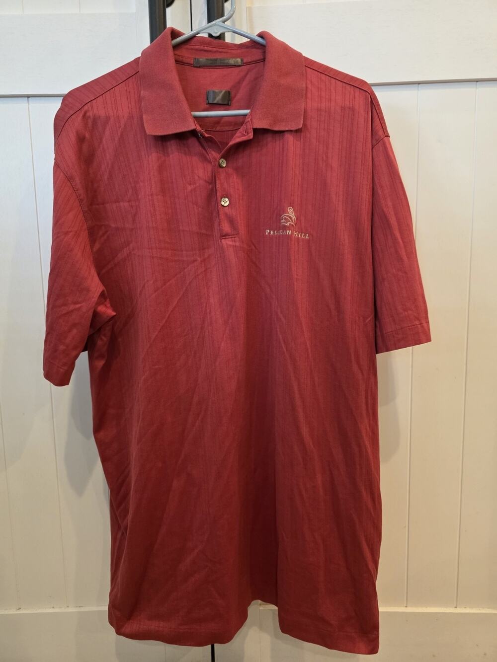 Nike Tiger Woods Dri-FIT Polo Shirt Mens XL Red Pelican Hill Golf Embroidered